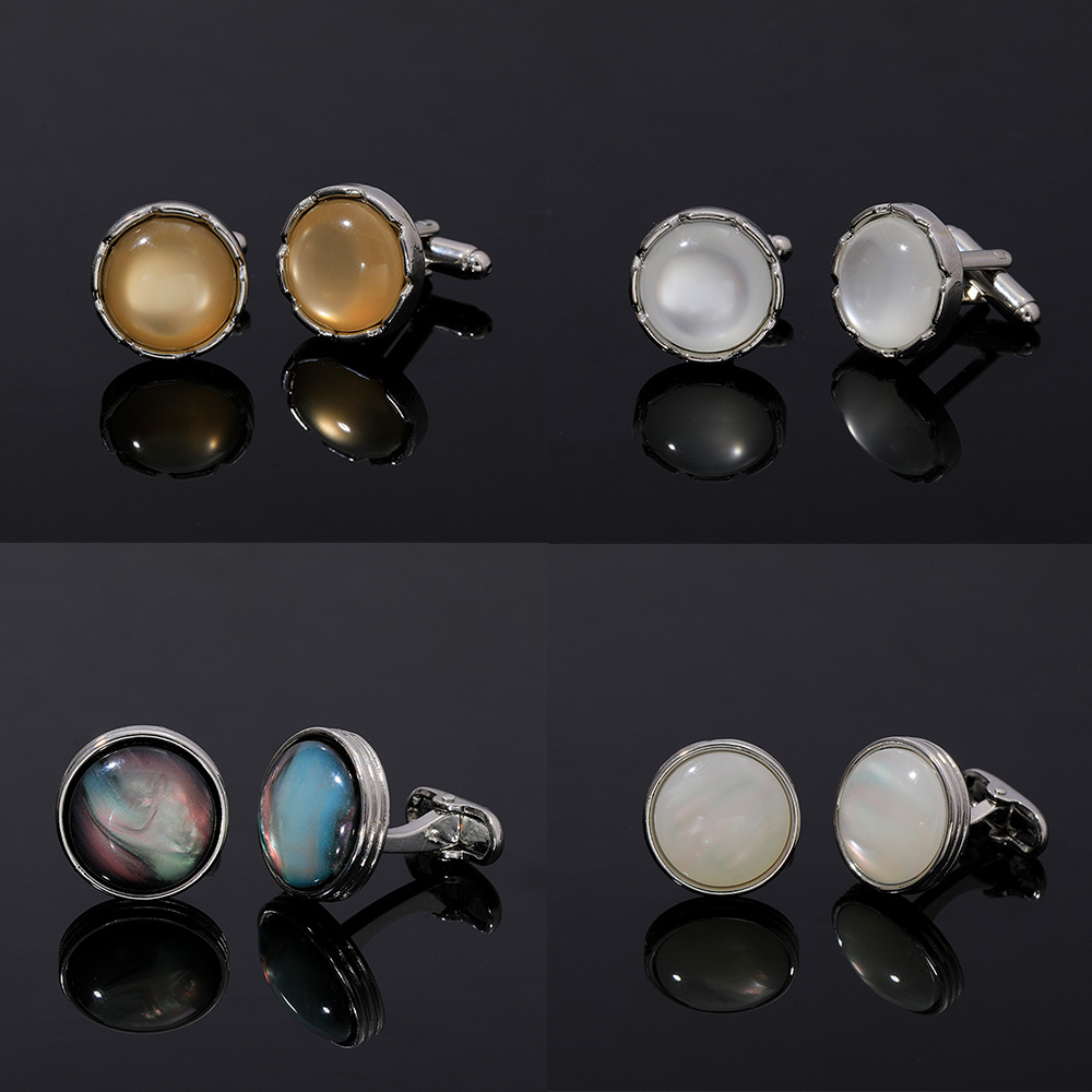 Men'S Suit Accessories - Round Crystal Cufflinks for Men French