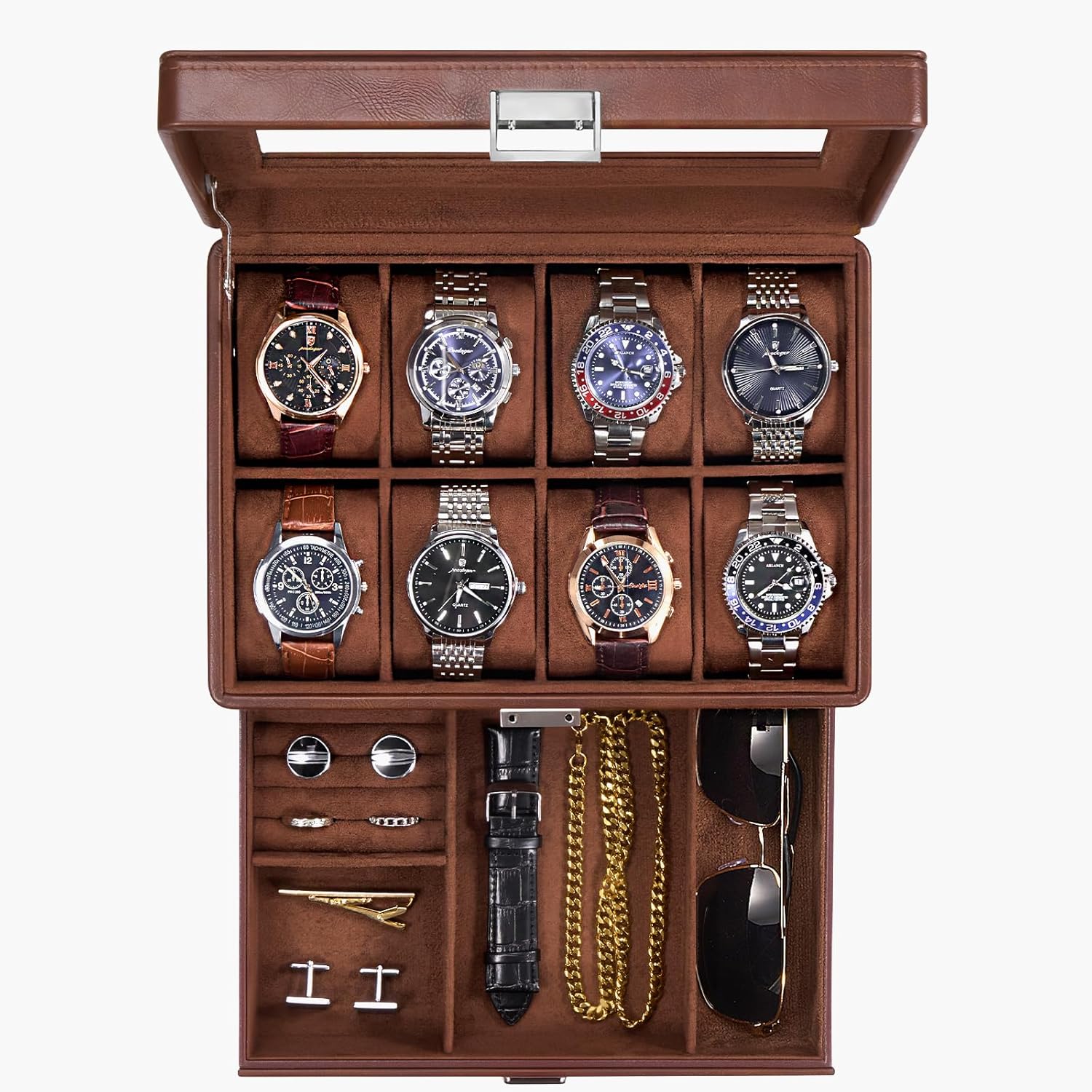 Men Accessories Drawer - Watch Box for Men with Glass