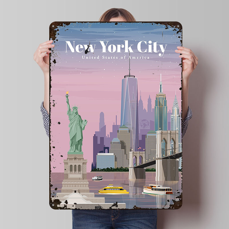 NYC By Dusk Metal Poster Wall  - Men'S Accessories Nyc review and price