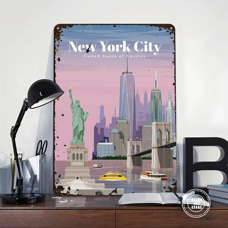 NYC By Dusk Metal Poster Wall  - Men'S Accessories Nyc review and price