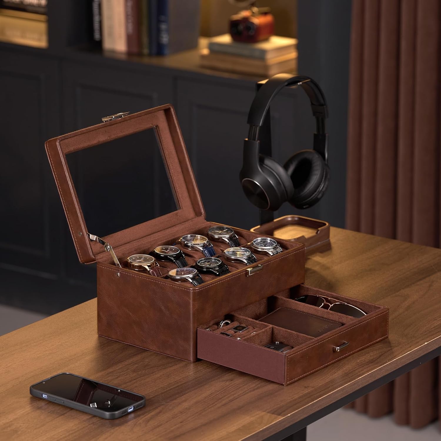 Watch Box for Men with Glass L - Men Accessories Drawer review and price