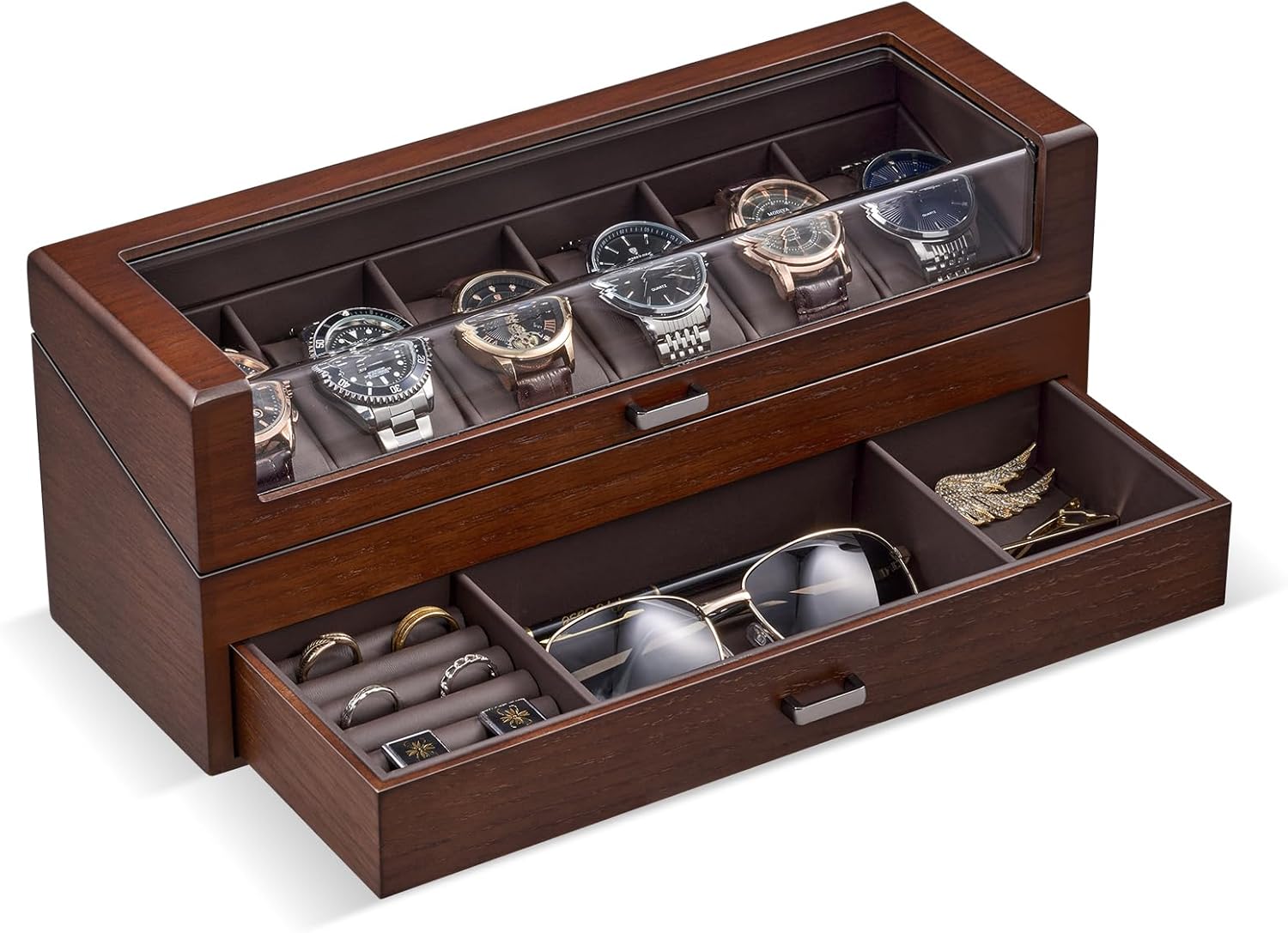 Wooden Watch Box for Men, 6-Sl - Men Accessories Drawer review and price