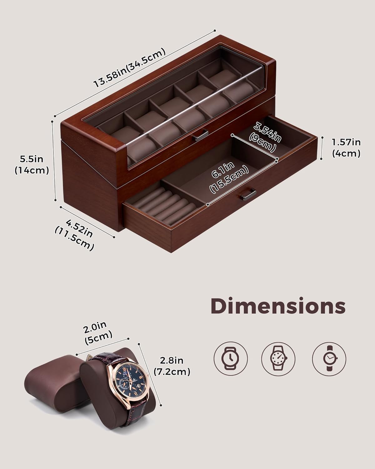 Wooden Watch Box for Men, 6-Sl - Men Accessories Drawer review and price
