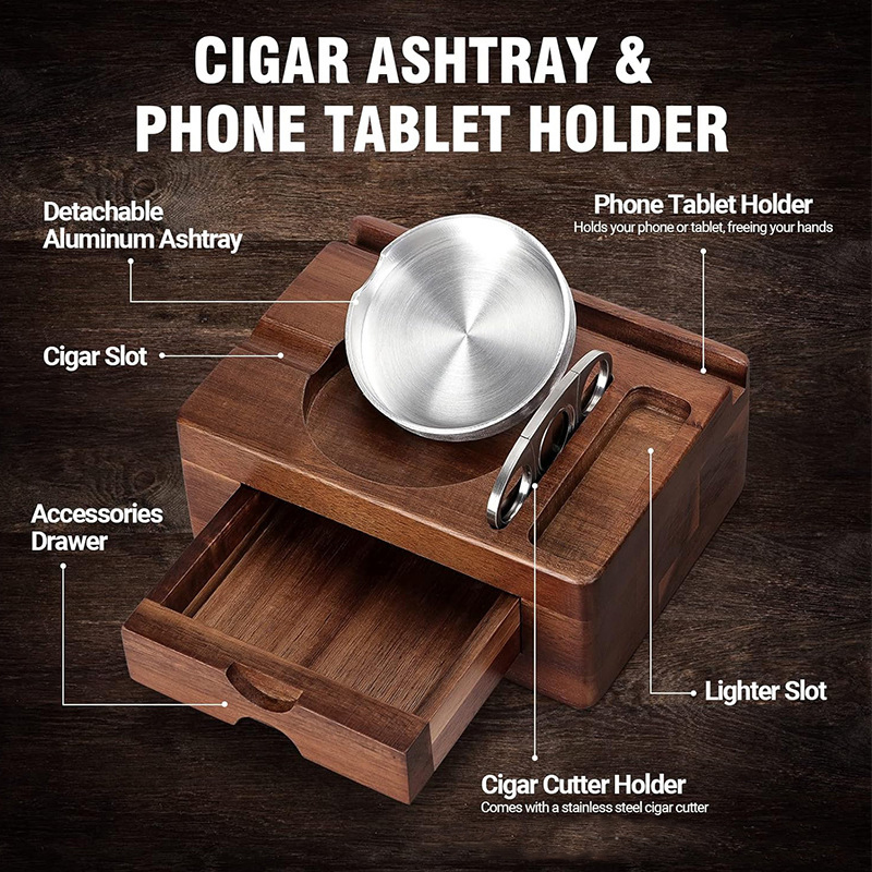 Wooden Cigar Ashtray Set Ashtr - Men Accessories Drawer review and price